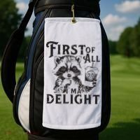 First Of All IM A Delight Funny Raccoon Golf Towel thumb 2