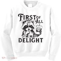 First Of All IM A Delight Funny Raccoon Kids Sweatshirt thumb 0