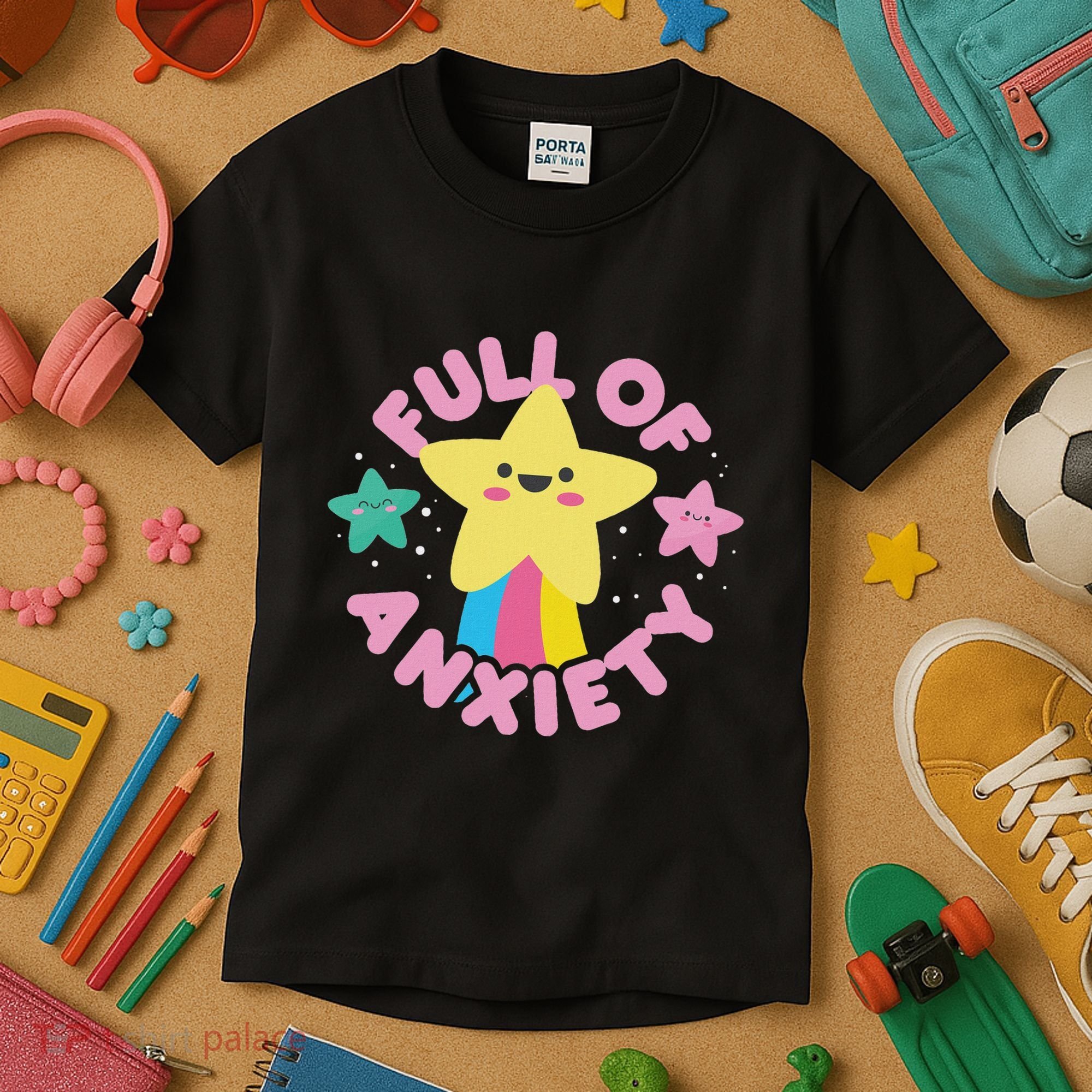 Full Of Anxiety Cute Kawaii Kawaii Goth Pastel Goth Kids T-Shirt