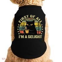 First Of All IM A Delight Sarcastic Angry Cat Coffee Lover Gift Doggie Tank thumb 0