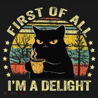 First Of All IM A Delight Sarcastic Angry Cat Coffee Lover Gift Women's Hoodie thumb 2