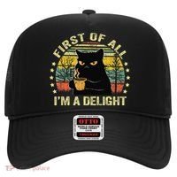 First Of All IM A Delight Sarcastic Angry Cat Coffee Lover Gift Hat thumb 0