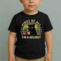 First Of All IM A Delight Sarcastic Angry Cat Coffee Lover Gift Toddler T-Shirt thumb 2