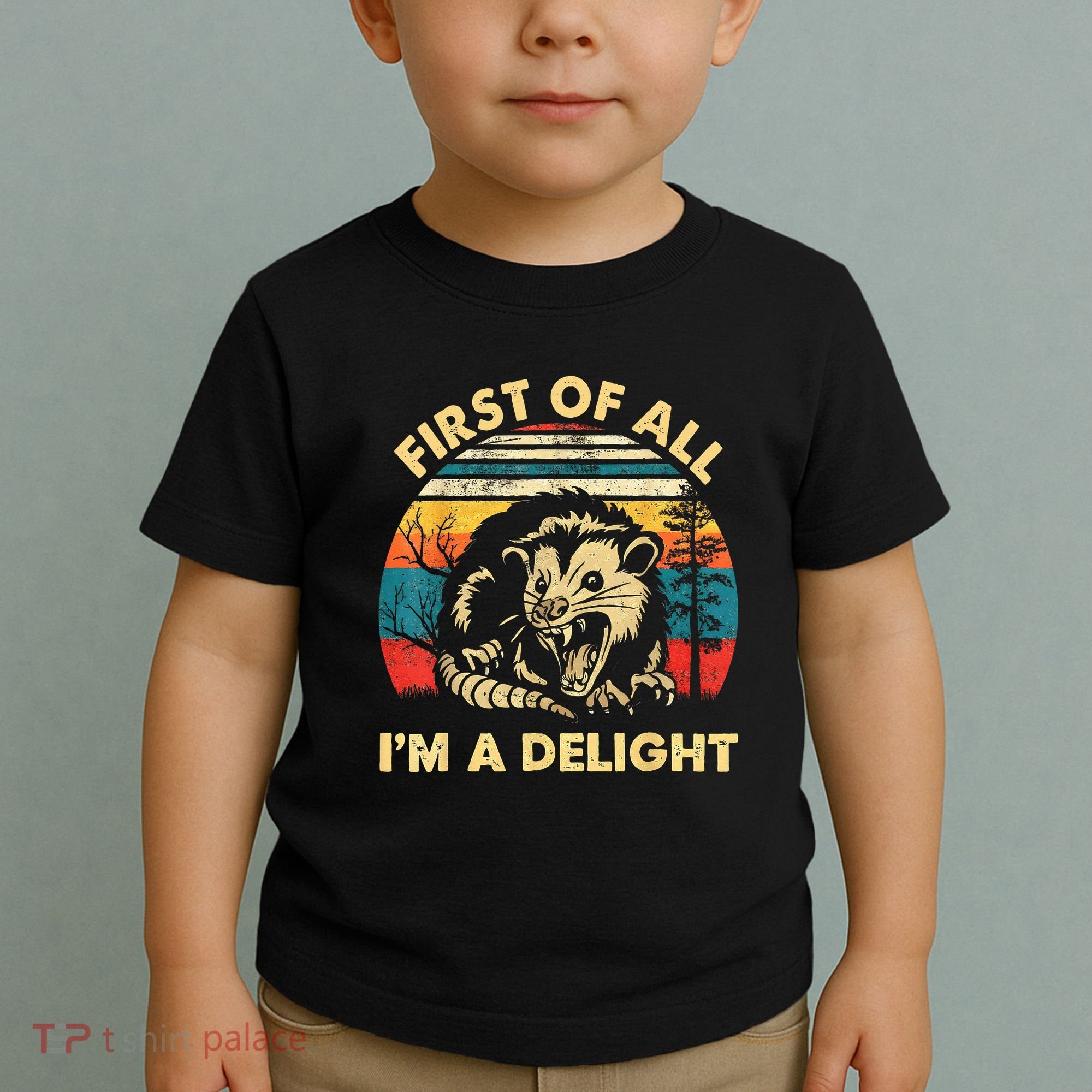 First Of All IM A Delight Sarcastic Angry Opossum Toddler T-Shirt