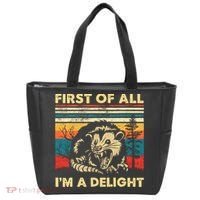 First Of All IM A Delight Sarcastic Angry Opossum Possum Tote Bag thumb 0
