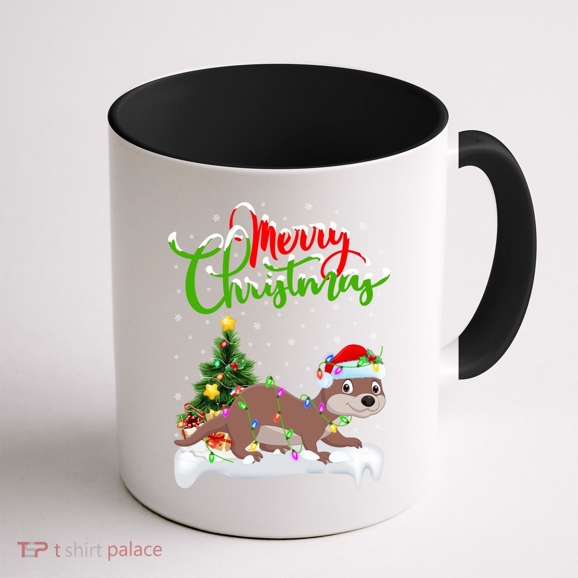 Funny Otter Animal Lover Xmas Lighting Otter Christmas Funny Gift Coffee Mug