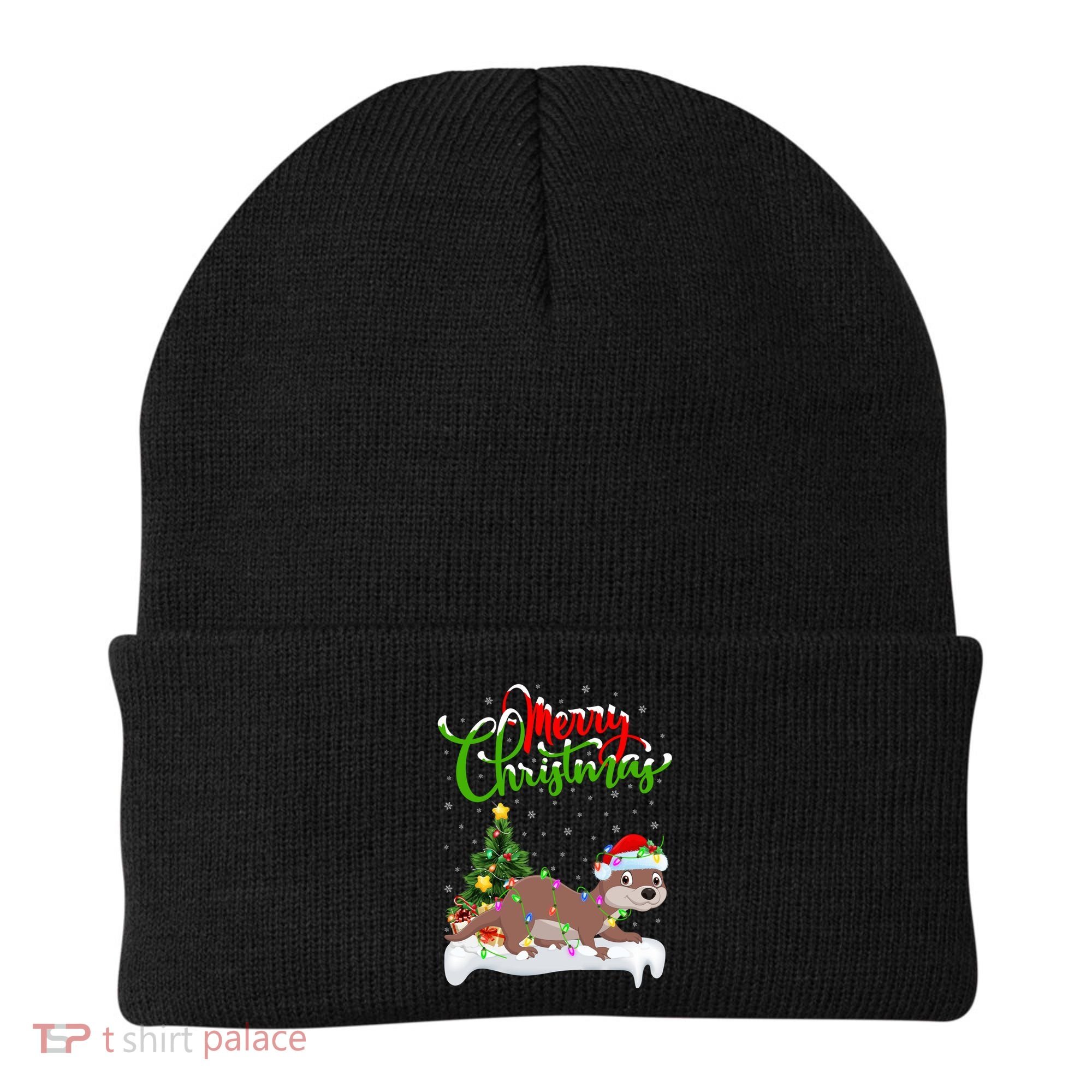 Funny Otter Animal Lover Xmas Lighting Otter Christmas Funny Gift Beanie