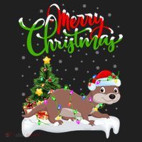 Funny Otter Animal Lover Xmas Lighting Otter Christmas Funny Gift Beanie thumb 2
