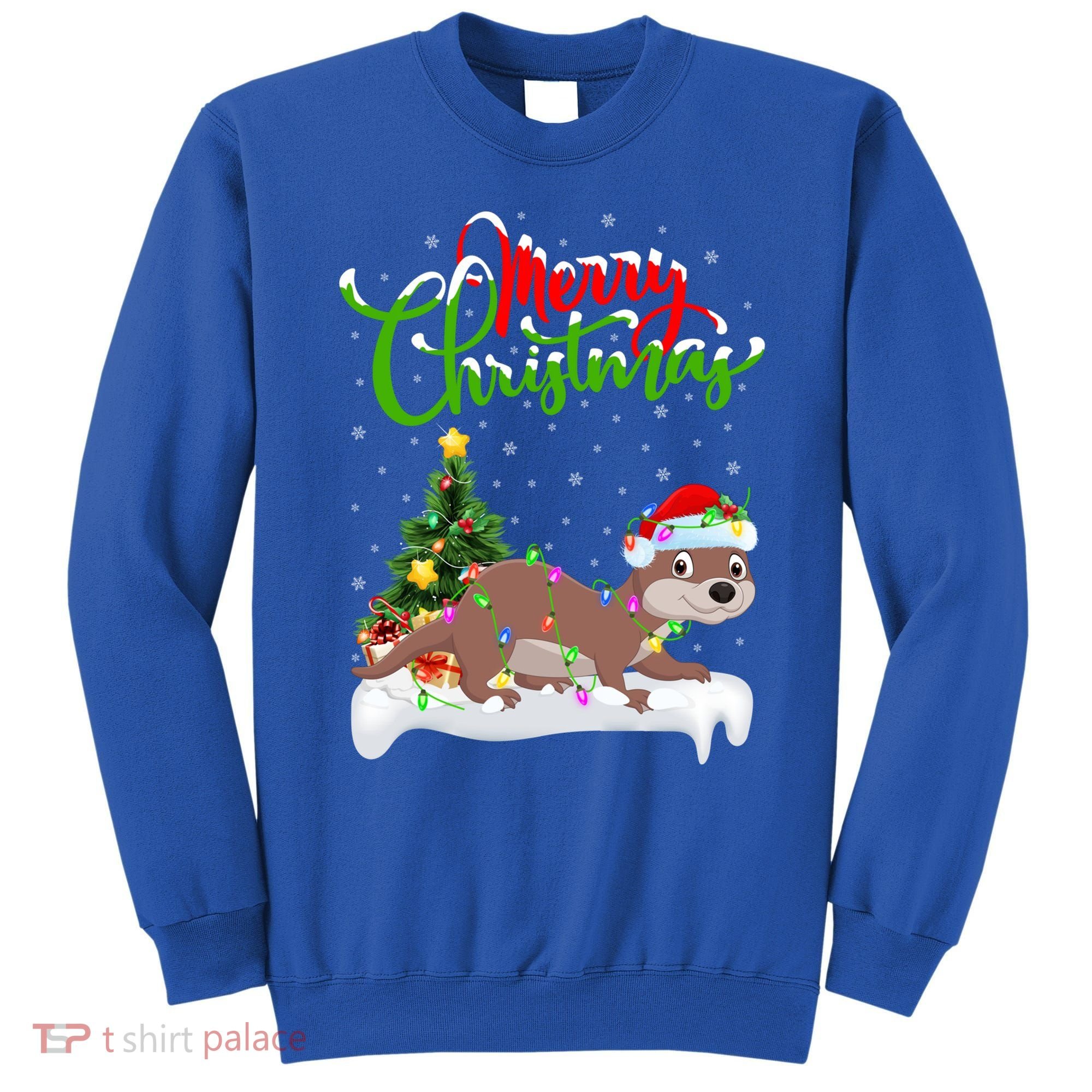 Funny Otter Animal Lover Xmas Lighting Otter Christmas Funny Gift Sweatshirt