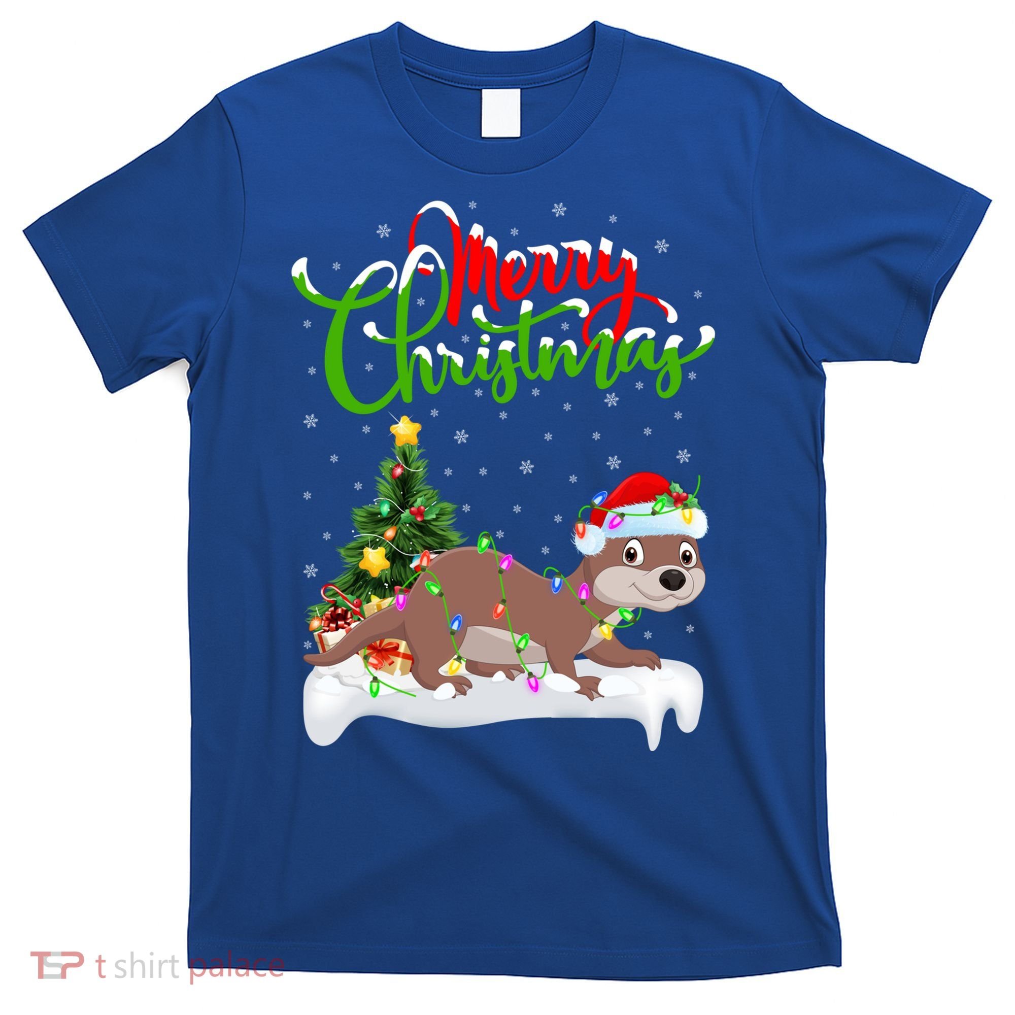 Funny Otter Animal Lover Xmas Lighting Otter Christmas Funny Gift T-Shirt