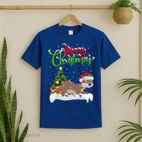 Funny Otter Animal Lover Xmas Lighting Otter Christmas Funny Gift T-Shirt thumb 2