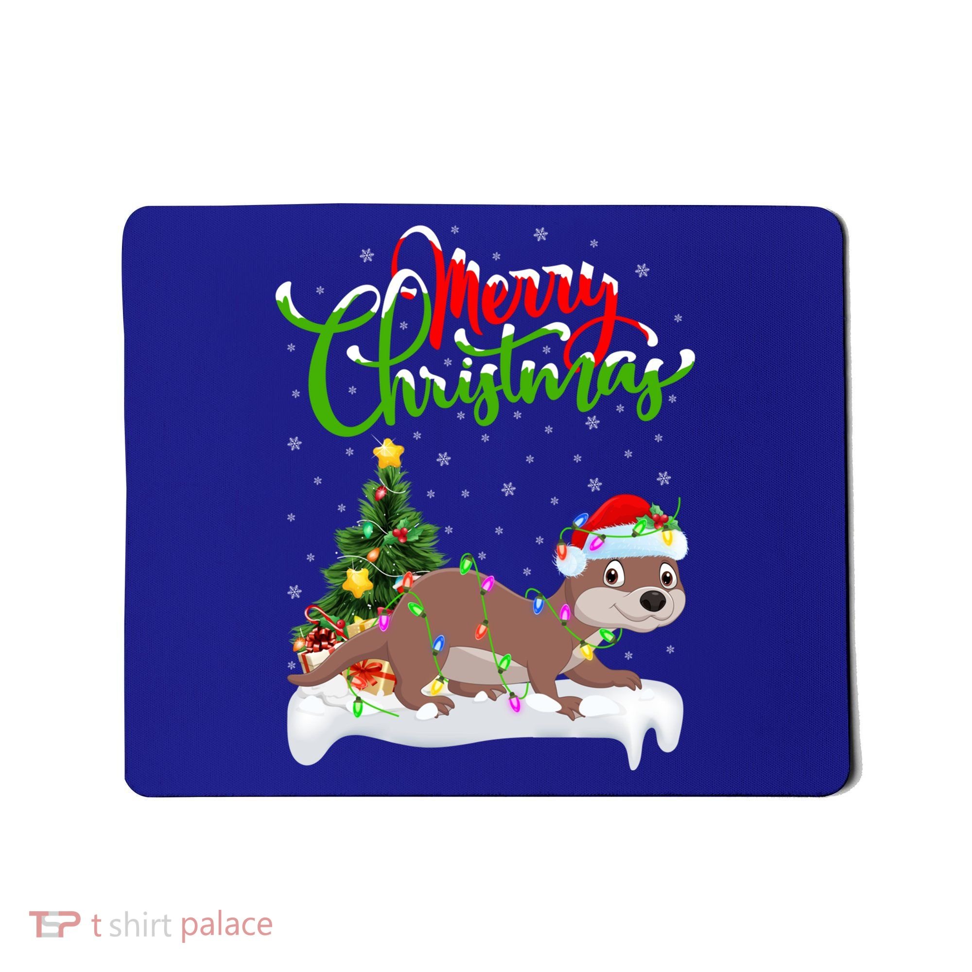 Funny Otter Animal Lover Xmas Lighting Otter Christmas Funny Gift Mousepad