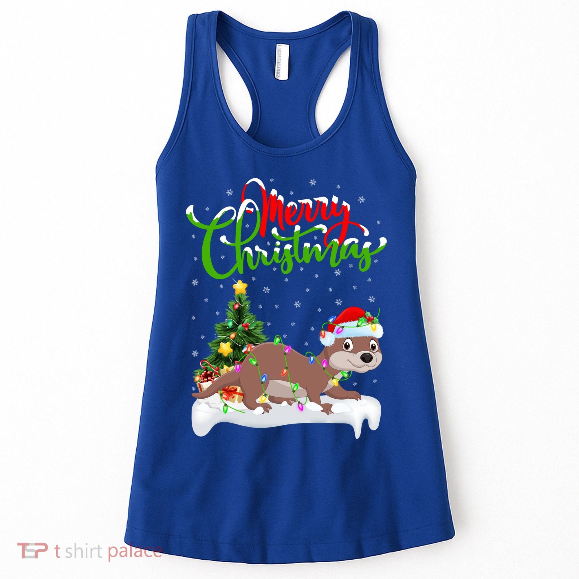 Funny Otter Animal Lover Xmas Lighting Otter Christmas Funny Gift Women's Tank Top