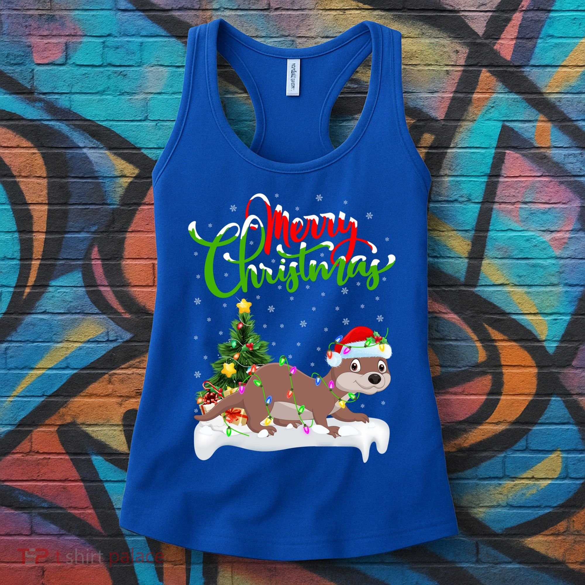 Funny Otter Animal Lover Xmas Lighting Otter Christmas Funny Gift Women's Tank Top