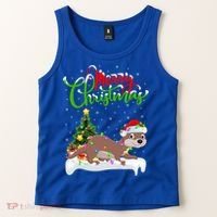 Funny Otter Animal Lover Xmas Lighting Otter Christmas Funny Gift Tank Top thumb 2