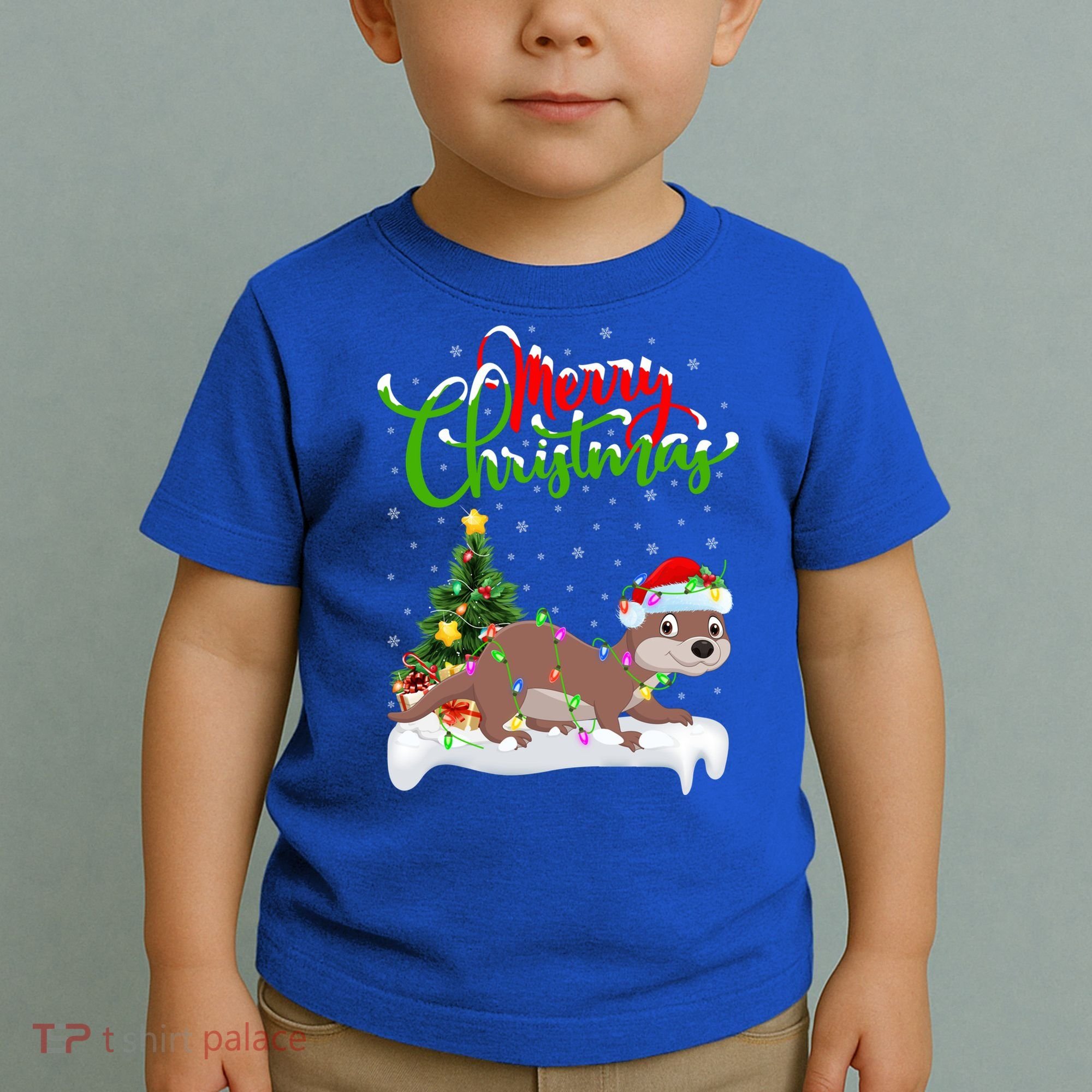Funny Otter Animal Lover Xmas Lighting Otter Christmas Funny Gift Toddler T-Shirt