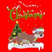 Funny Otter Animal Lover Xmas Lighting Otter Christmas Funny Gift Santa Hat thumb 1