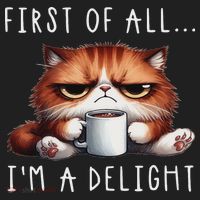 First Of All I'm A Delight Sarcastic Coffee Grumpy Funny Cat Beanie thumb 2