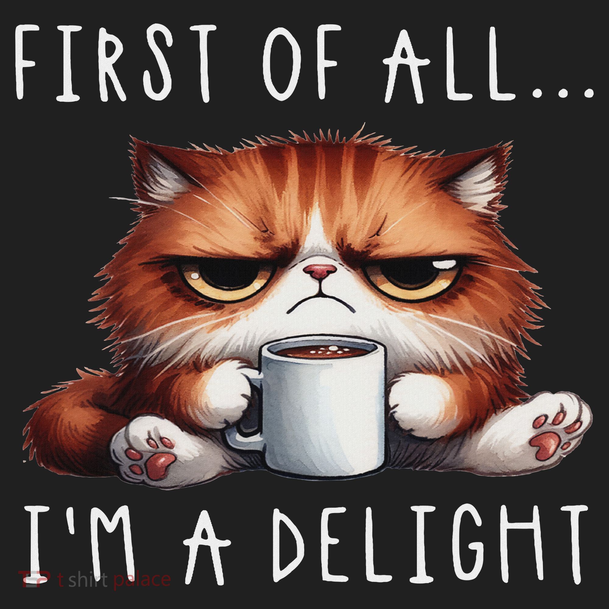 First Of All I'm A Delight Sarcastic Coffee Grumpy Funny Cat Hat