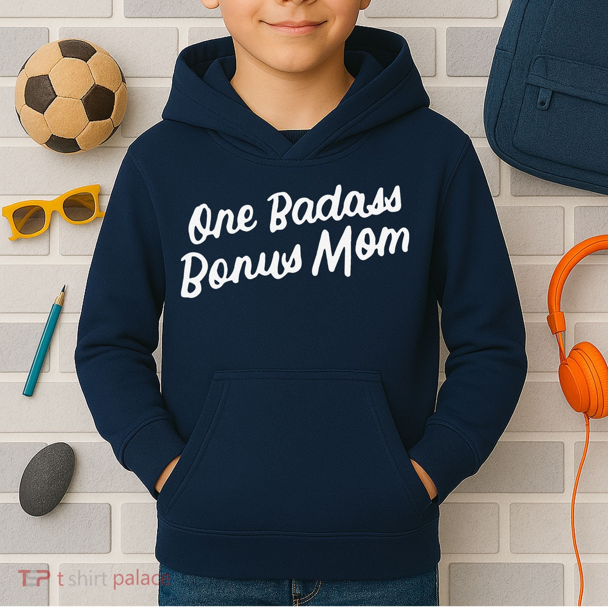 Funny One Badass Bonus Mom Gift For Stepmom MotherS Day Kids Hoodie