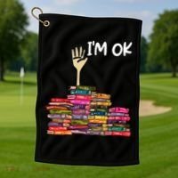 Full Of Books I'm Ok Gift Golf Towel thumb 1