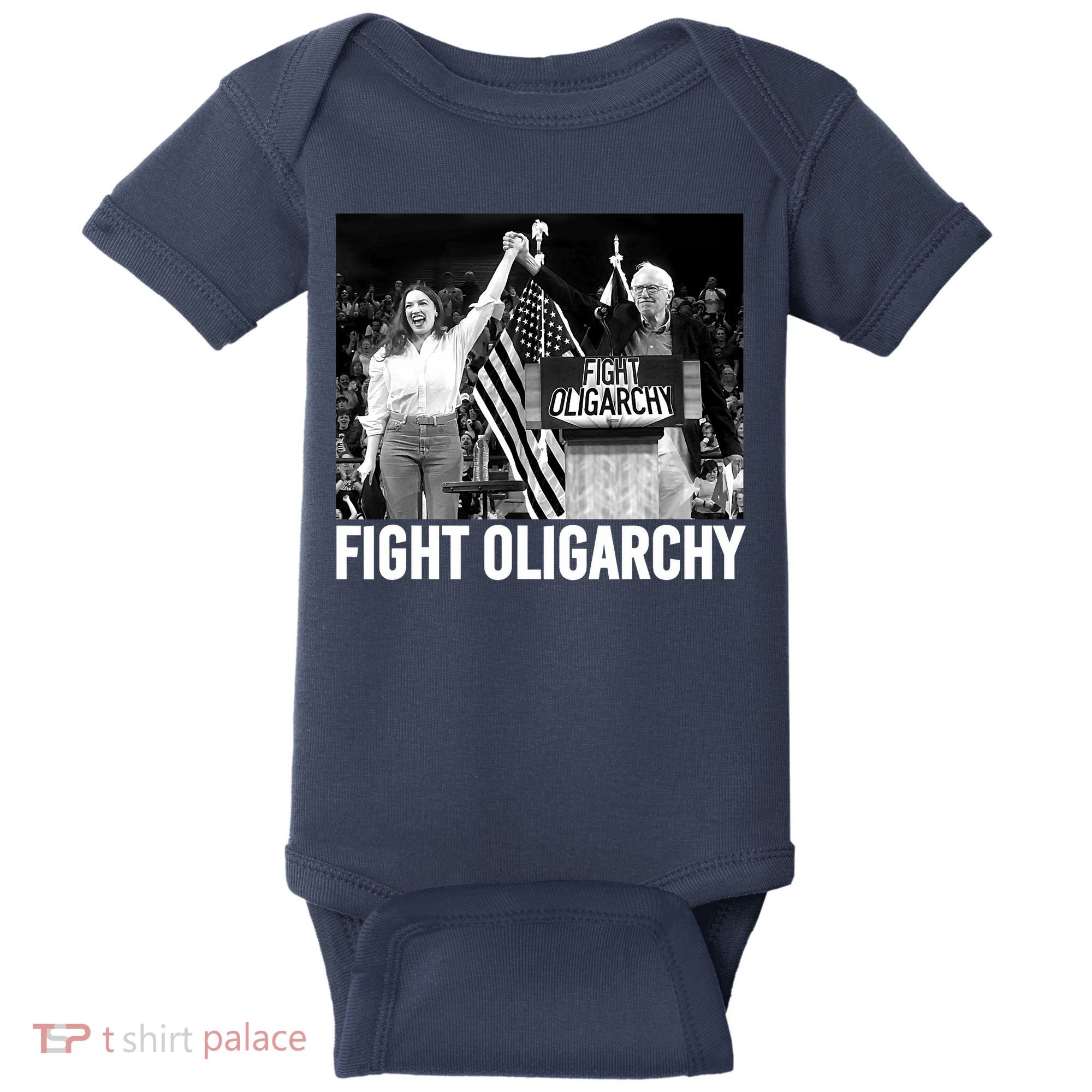 Fight Oligarchy Bernie Sanders And AOC Freedom US Anti Trump  Baby Bodysuit