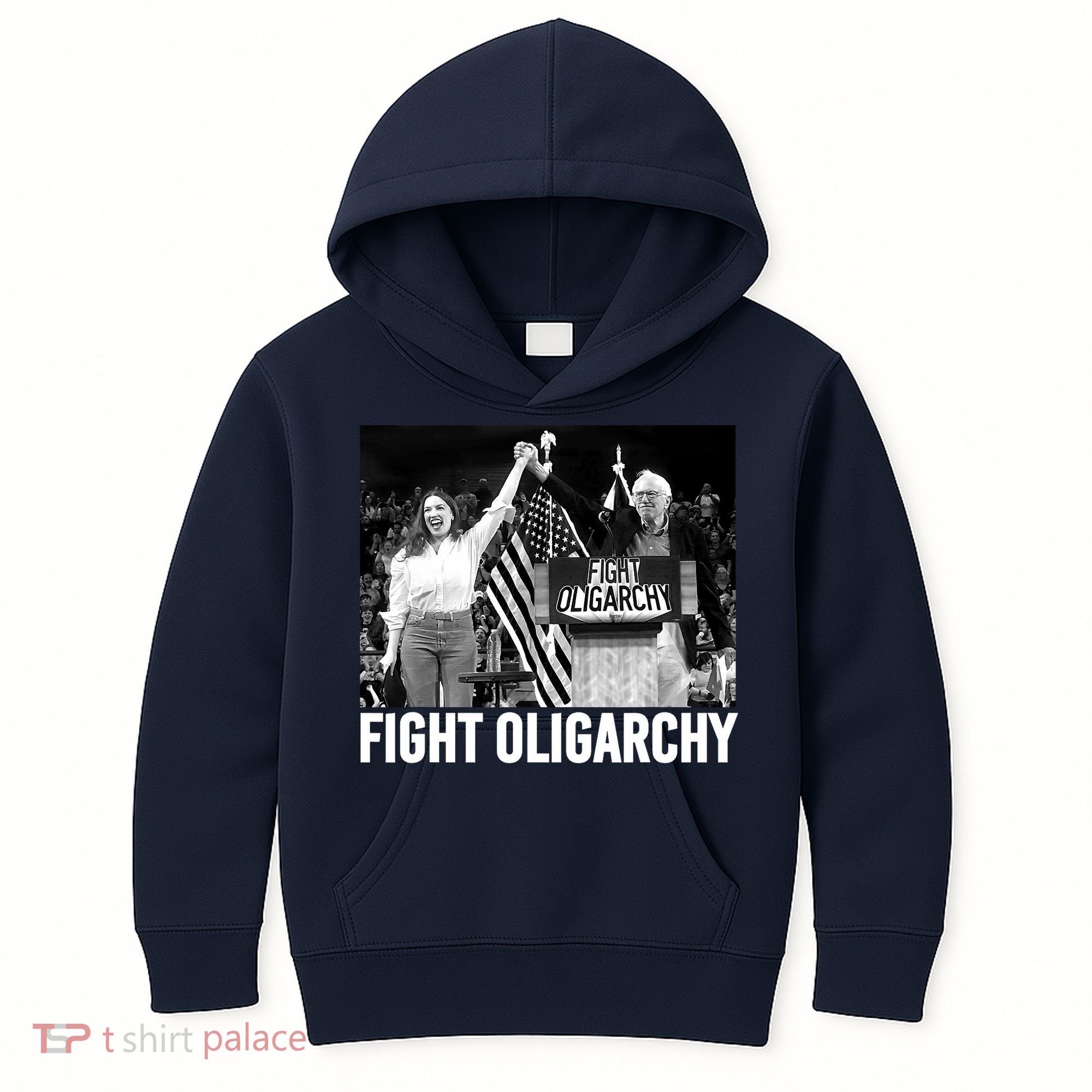 Fight Oligarchy Bernie Sanders And AOC Freedom US Anti Trump  Kids Hoodie