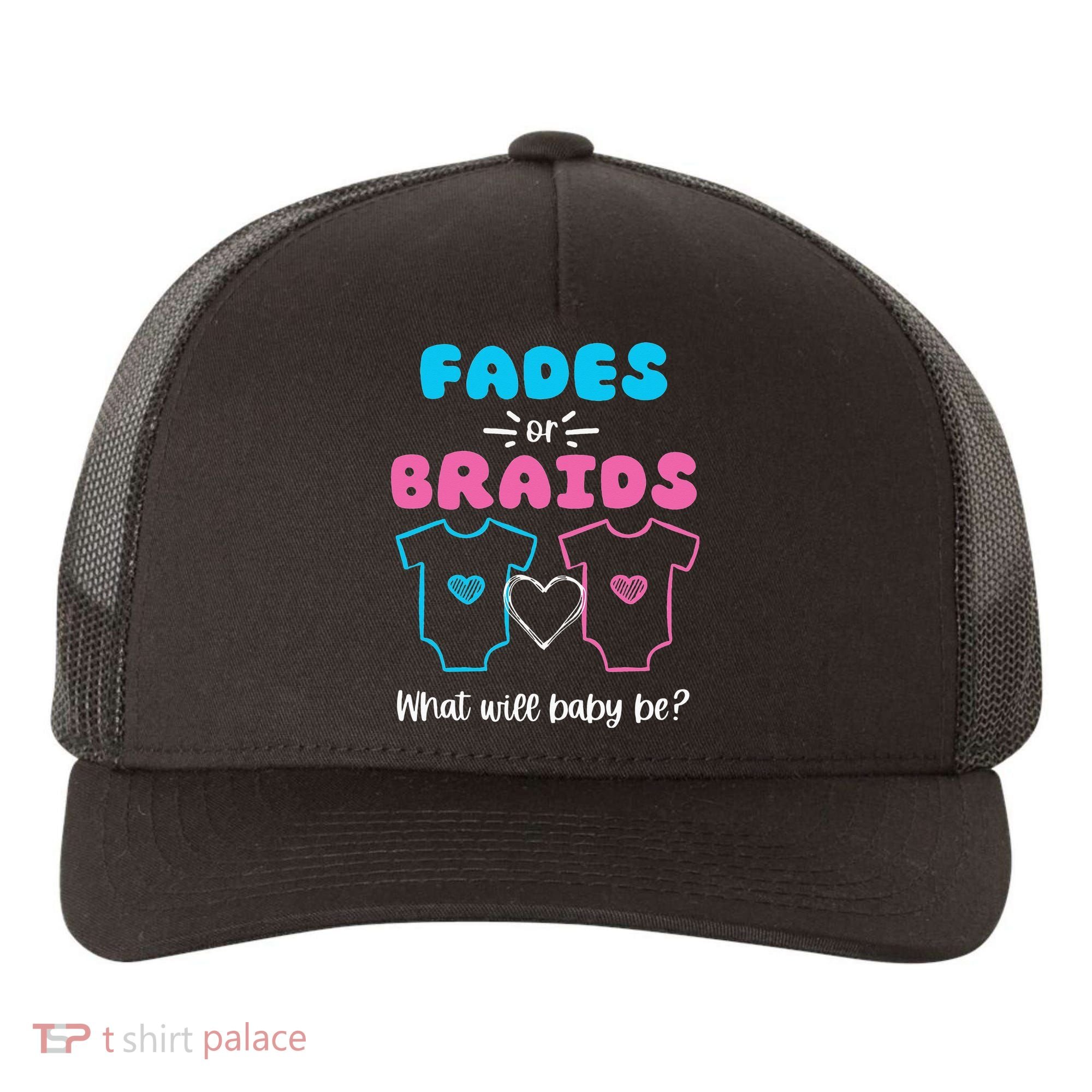 Fades or Braids Gender Reveal Cute Yupoong Adult 5-Panel Trucker Hat