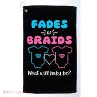 Fades or Braids Gender Reveal Cute Golf Towel thumb 0