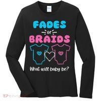 Fades or Braids Gender Reveal Cute Women's Long Sleeve Shirt thumb 0