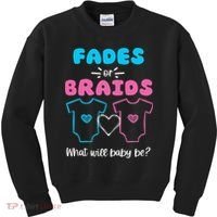 Fades or Braids Gender Reveal Cute Kids Sweatshirt thumb 0