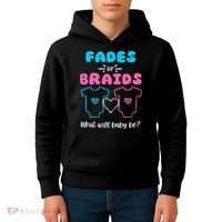 Fades or Braids Gender Reveal Cute Kids Hoodie thumb 4