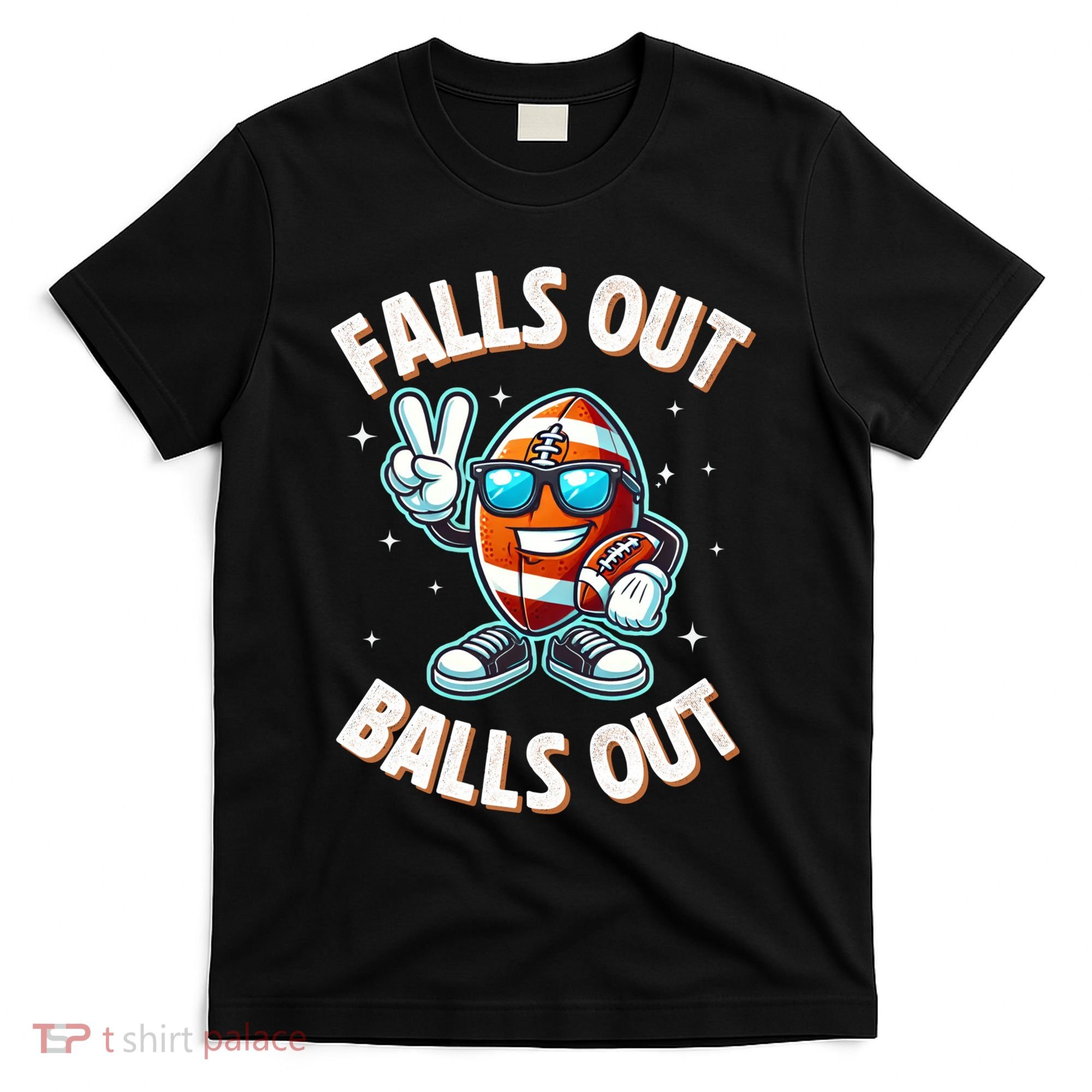 Falls Out Balls Out Cool Retro Football Vintage Thanksgiving T-Shirt