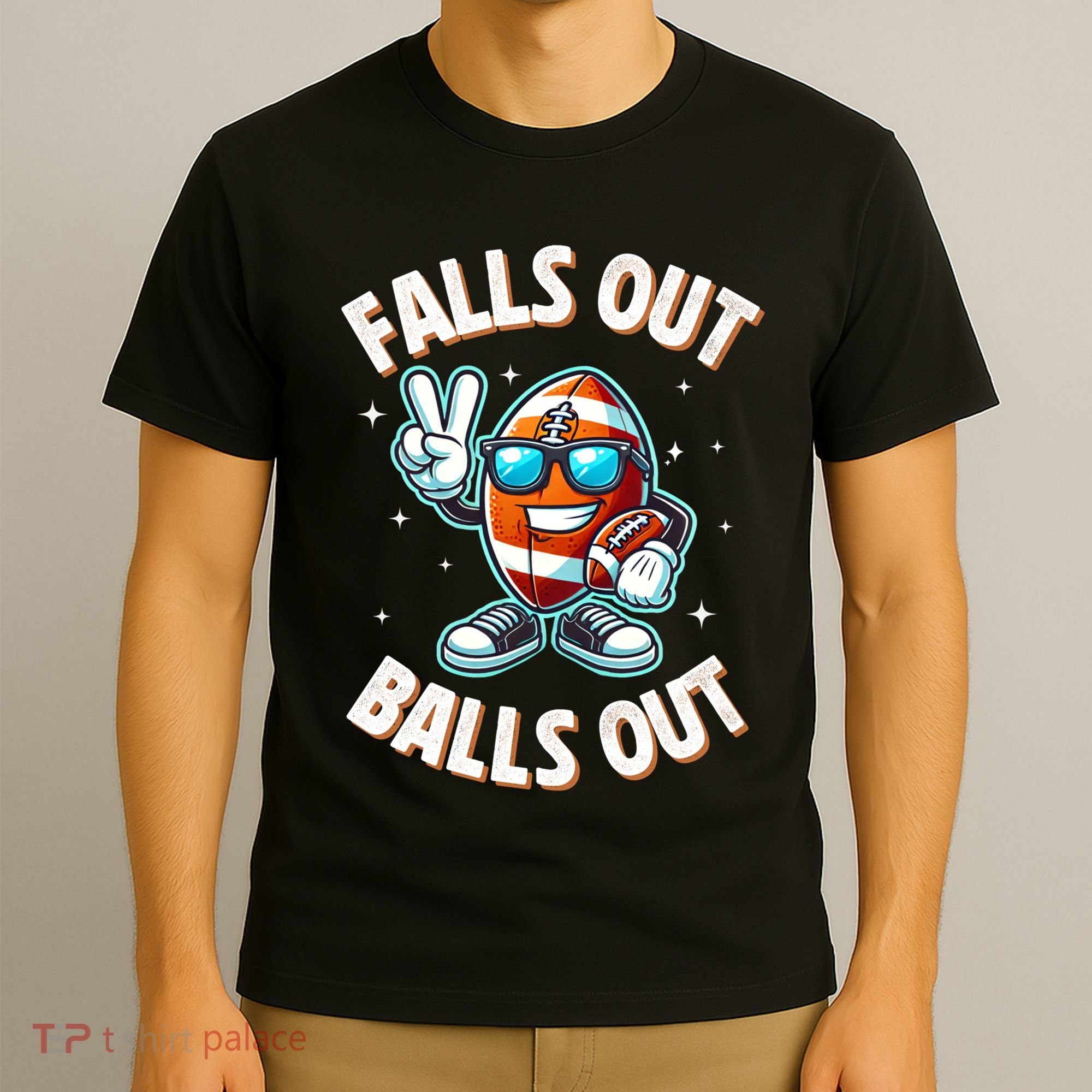Falls Out Balls Out Cool Retro Football Vintage Thanksgiving T-Shirt