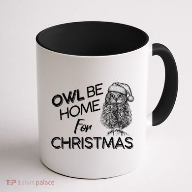 Funny OWL Be Home For Christmas Coffee Mug back