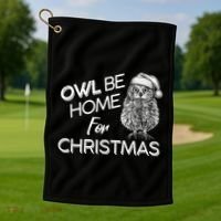 Funny OWL Be Home For Christmas Golf Towel thumb 1