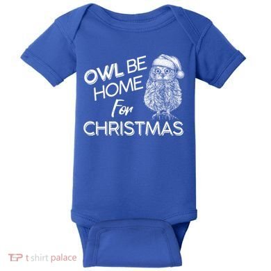 Funny OWL Be Home For Christmas Baby Bodysuit