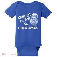 Funny OWL Be Home For Christmas Baby Bodysuit thumb 0