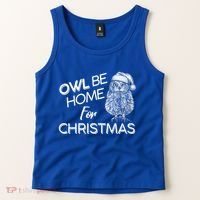 Funny OWL Be Home For Christmas Tank Top thumb 2