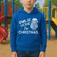 Funny OWL Be Home For Christmas Kids Hoodie thumb 2