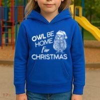 Funny OWL Be Home For Christmas Kids Hoodie thumb 3