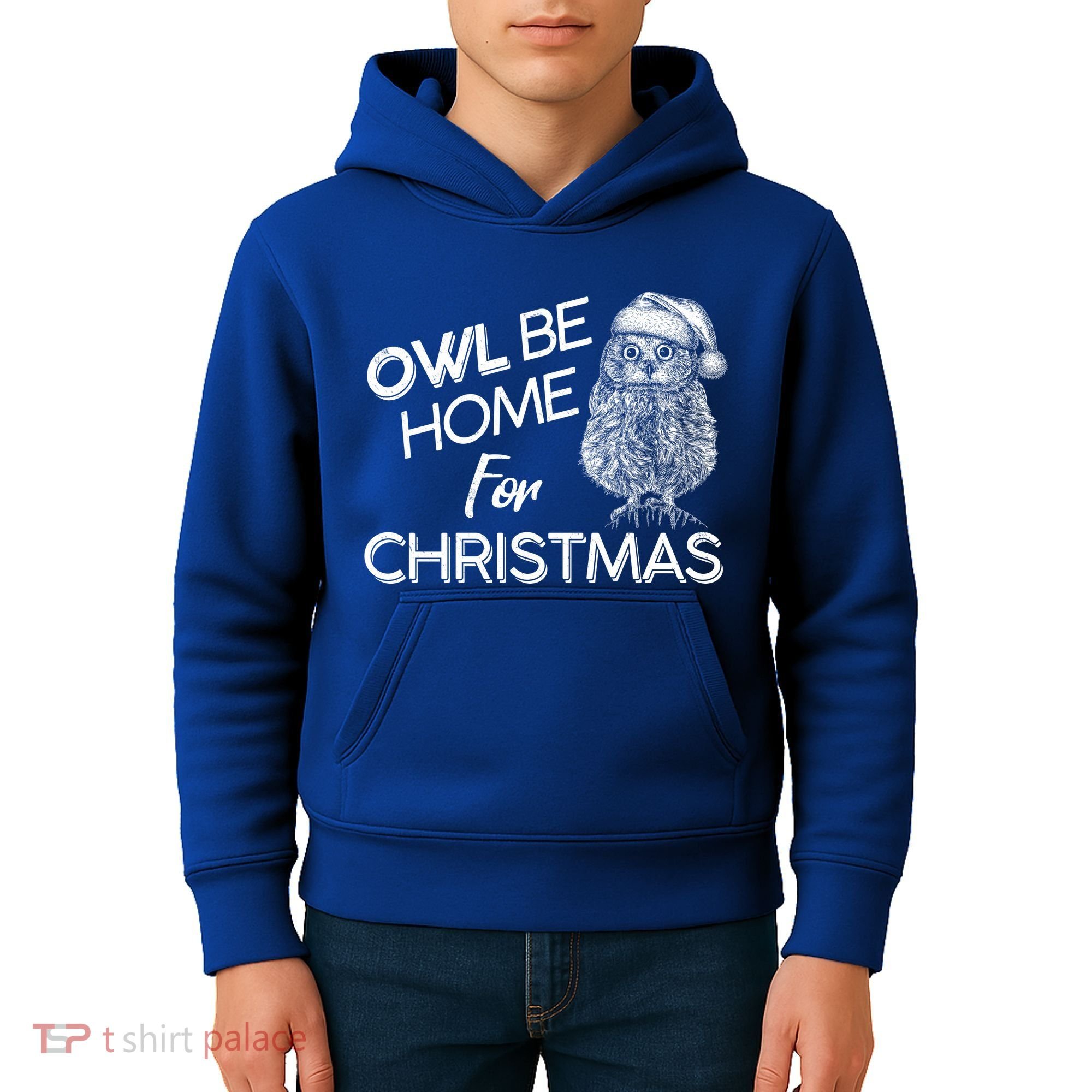 Funny OWL Be Home For Christmas Kids Hoodie