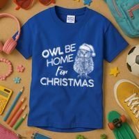 Funny OWL Be Home For Christmas Kids T-Shirt thumb 3