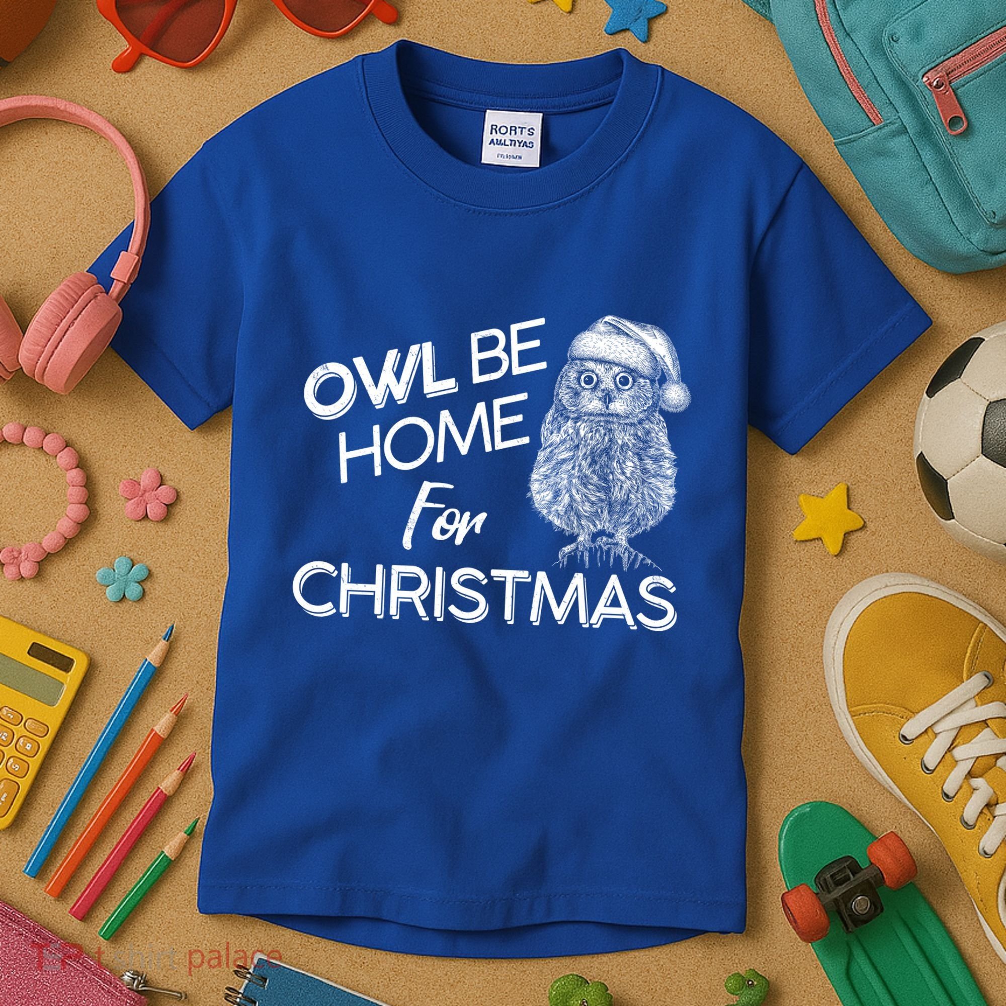 Funny OWL Be Home For Christmas Kids T-Shirt