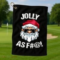 Funny Offensive Christmas Jolly As Fuck Classic Golf Towel thumb 1