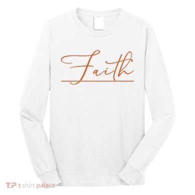 Faith Orange Christian Long Sleeve Shirt