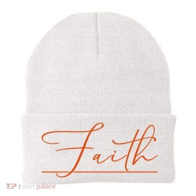 Faith Orange Christian Beanie