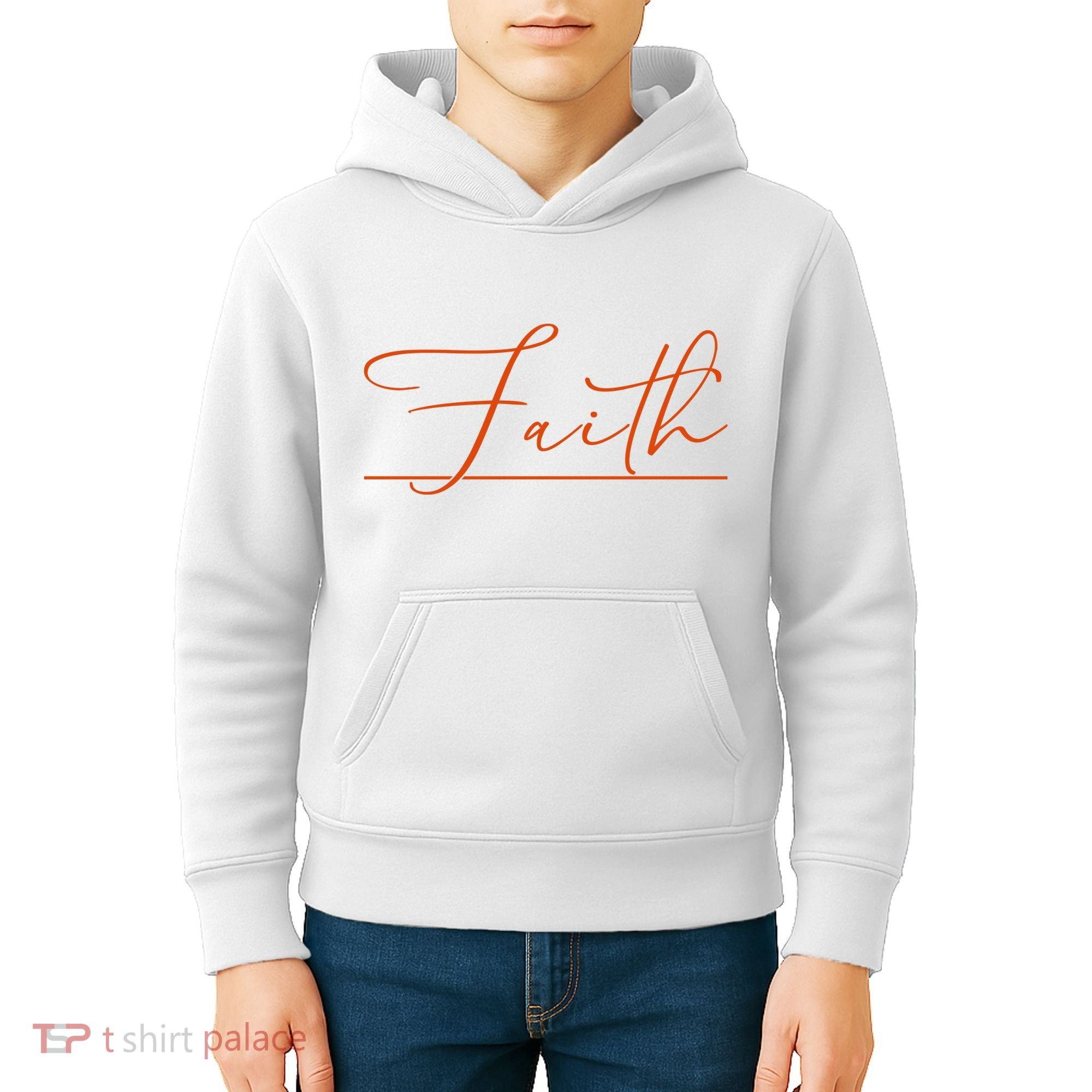 Faith Orange Christian Kids Hoodie