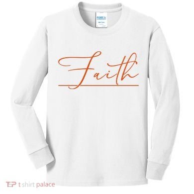 Faith Orange Christian Kids Long Sleeve Shirt
