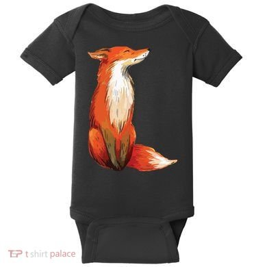 Fox Orange, Cute Watercolor Fox Baby Bodysuit